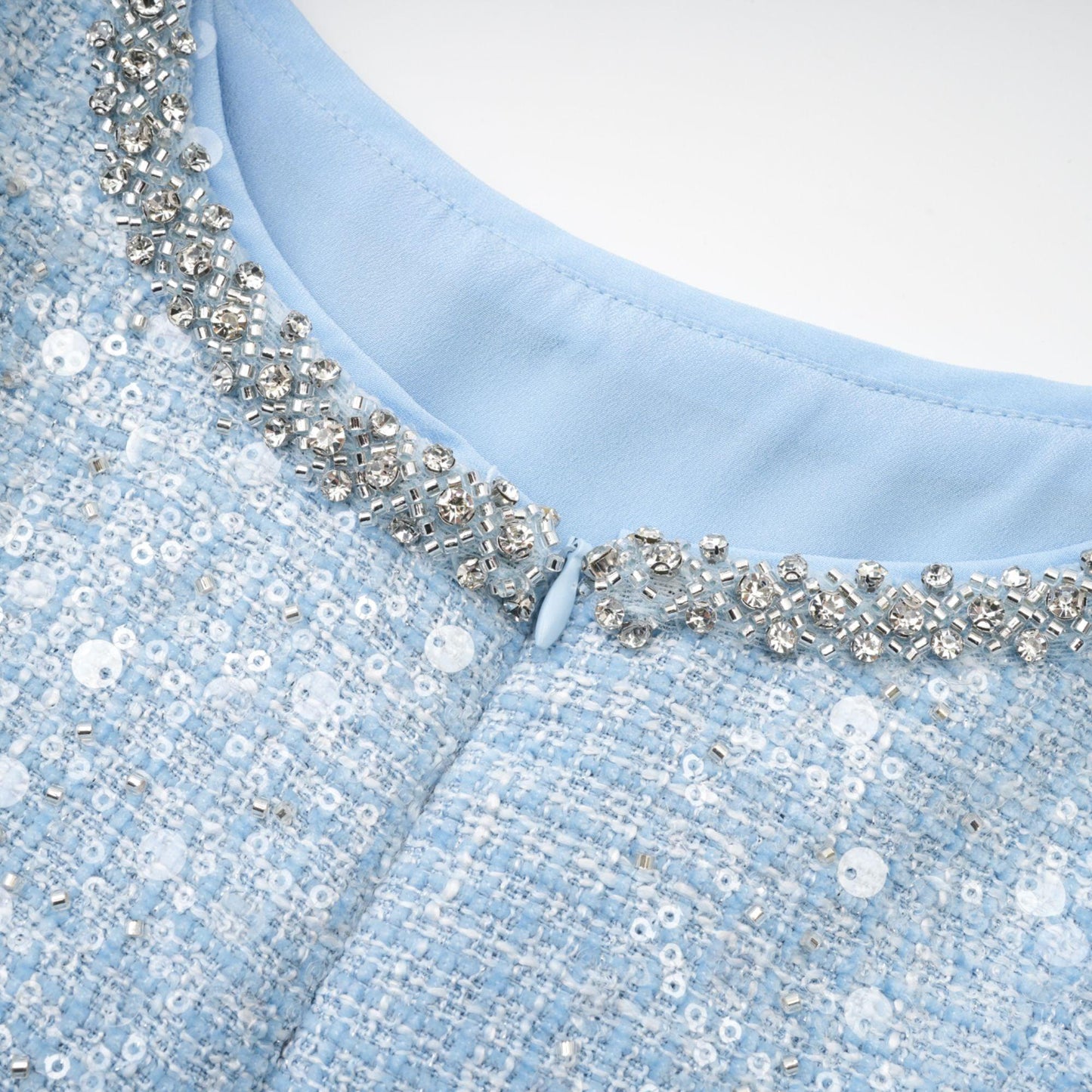 "Manon Charm" Açık Mavi Işıltılı Tweed Mini Elbise Siaora