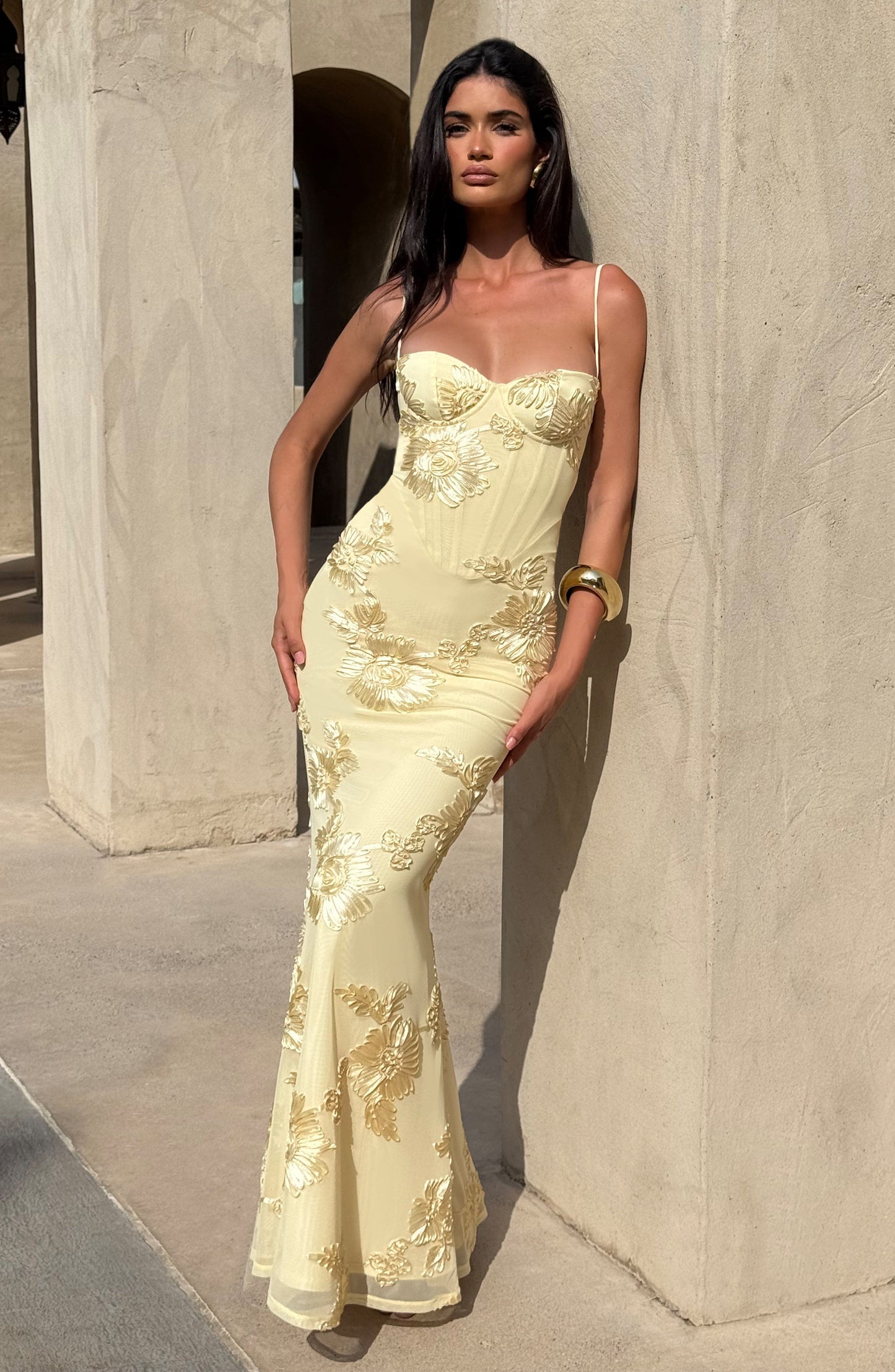 Nefertiti Maxi Elbise - Limon Sarısı Niebbla