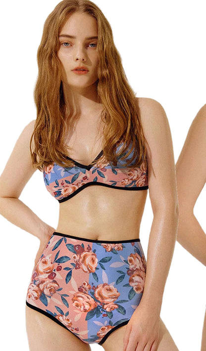 Askılı Çiçekli Yüksek Bel Bikini Takımı Niebbla