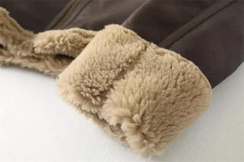 Kürklü Aviator Deri Ceket Siaora