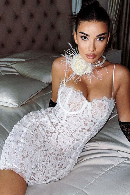 Minimalist Seksi Düz Askılı Mini Elbise Niebbla