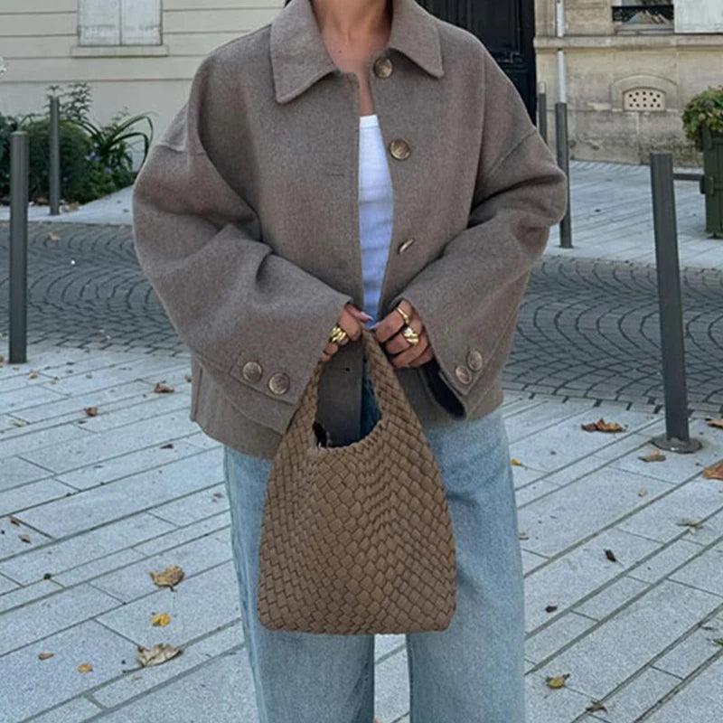 Oversized Yün Karışımı Kruvaze Kaban Siaora