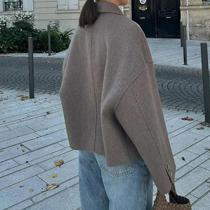 Oversized Yün Karışımı Kruvaze Kaban Siaora