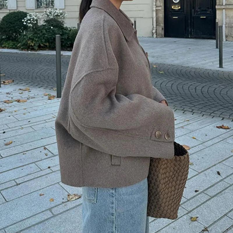 Oversized Yün Karışımı Kruvaze Kaban Siaora
