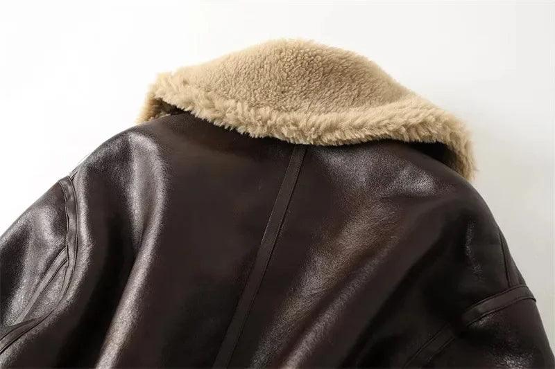 Kürklü Aviator Deri Ceket Siaora