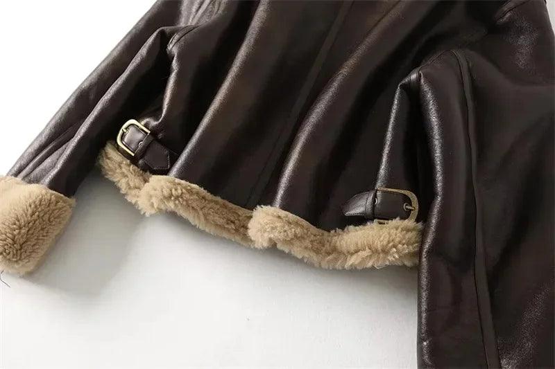 Kürklü Aviator Deri Ceket Siaora