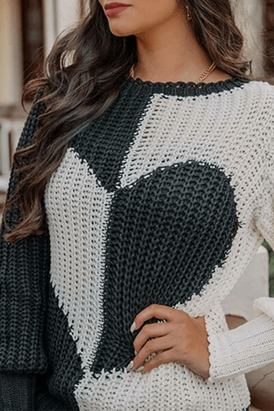 Rahat Patchwork Kontrast O Yaka Üst Kazak Siaora