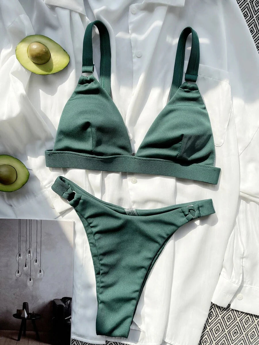 Halka Detaylı Sade Gündelik Bikini Takımı Niebbla