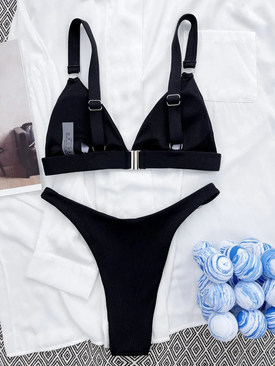Halka Detaylı Sade Gündelik Bikini Takımı Niebbla