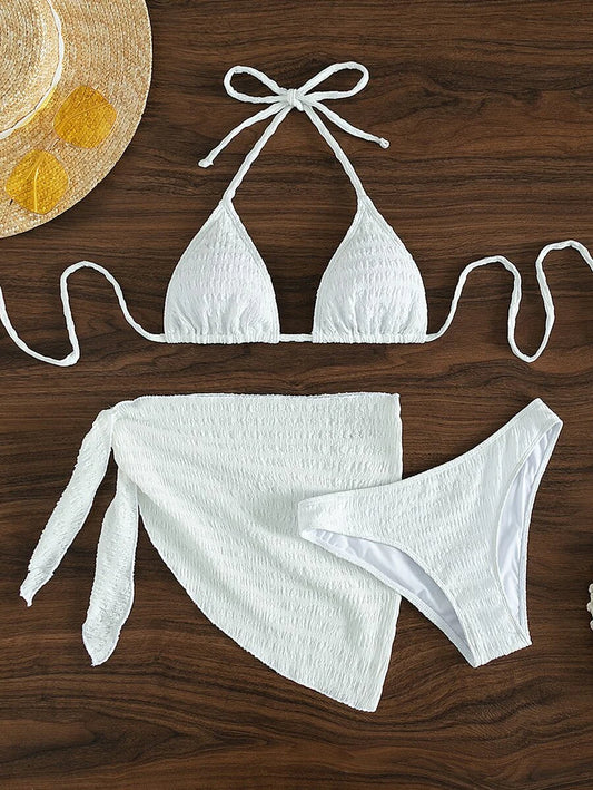 3 Parça Bikini Ve Düğümlü Mini Etek Takımı Niebbla