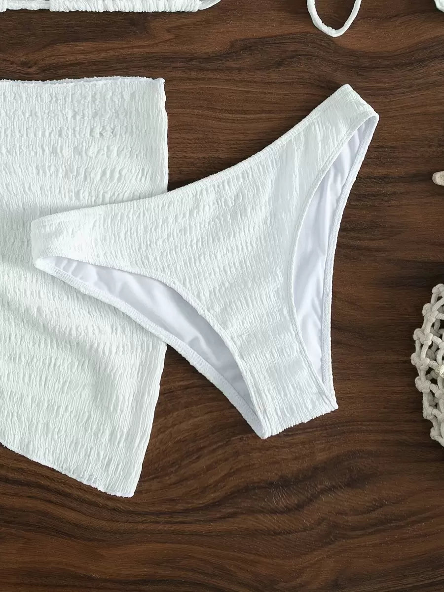 3 Parça Bikini Ve Düğümlü Mini Etek Takımı Niebbla