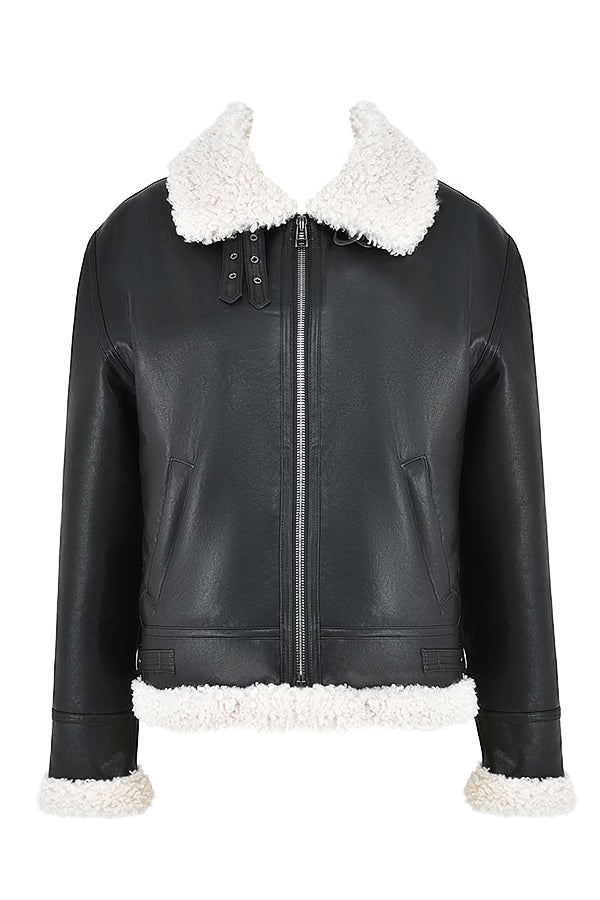 Madden Siyah Vegan Shearling Aviator Mont Niebbla
