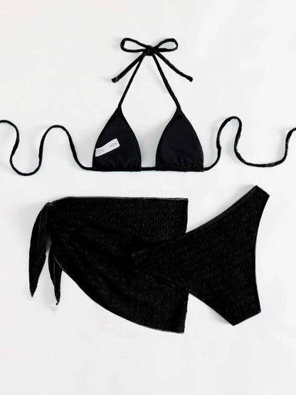 3 Parça Bikini Ve Düğümlü Mini Etek Takımı Niebbla