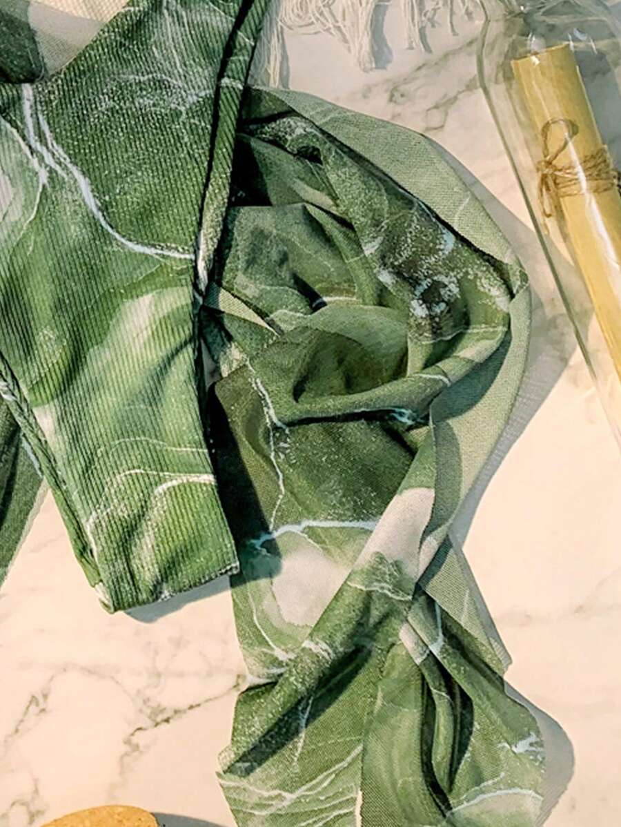 Mermer Desenli Düğümlü Bohem Bikini Takımı Niebbla
