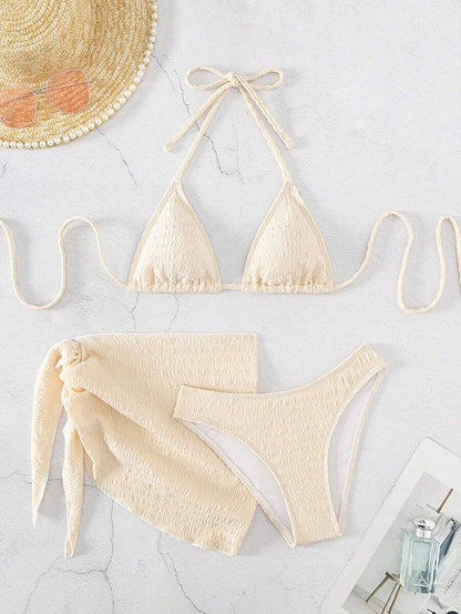 3 Parça Bikini Ve Düğümlü Mini Etek Takımı Niebbla