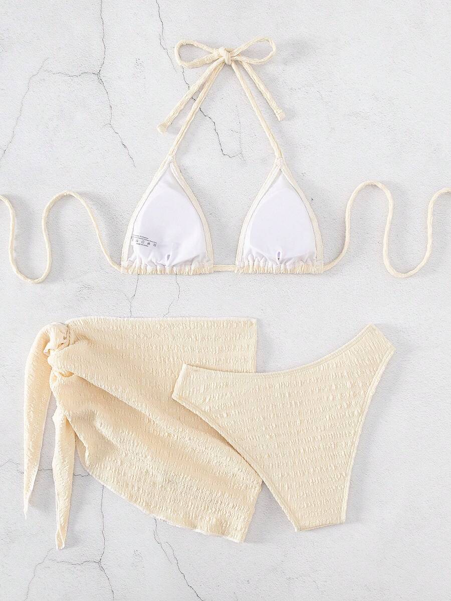 3 Parça Bikini Ve Düğümlü Mini Etek Takımı Niebbla