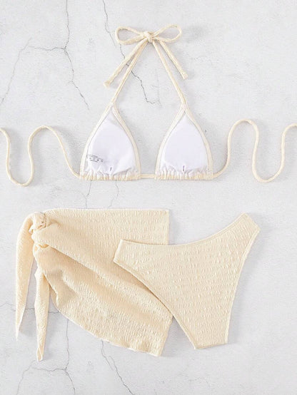 3 Parça Bikini Ve Düğümlü Mini Etek Takımı Niebbla