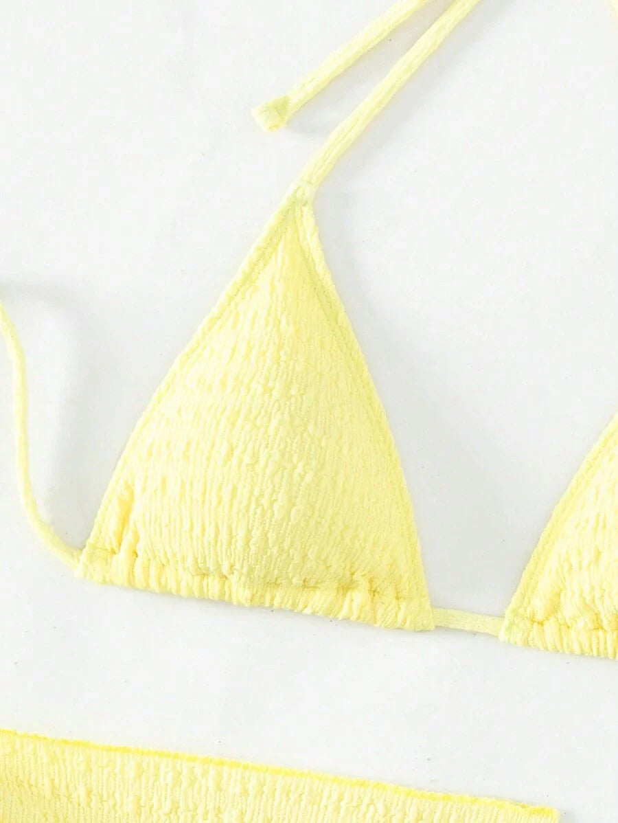3 Parça Bikini Ve Düğümlü Mini Etek Takımı Niebbla