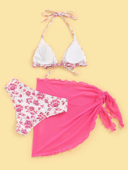 Düğüm Detaylı Çiçek Desenli Bikini Takımı Niebbla