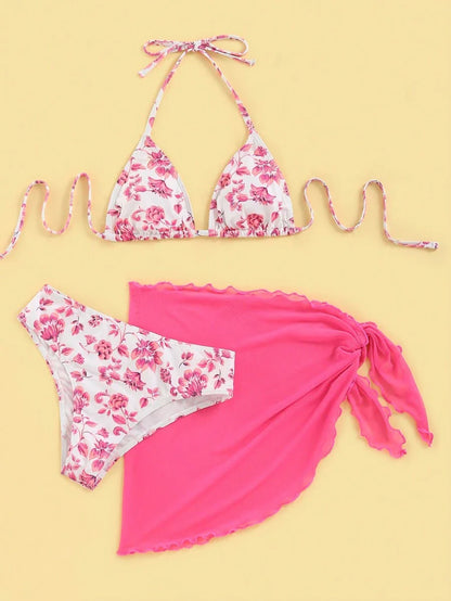 Düğüm Detaylı Çiçek Desenli Bikini Takımı Niebbla