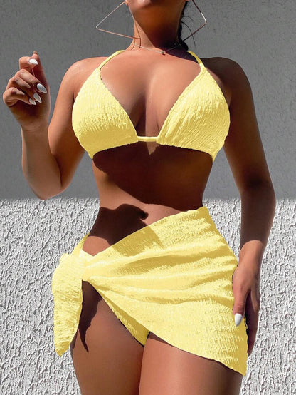 3 Parça Bikini Ve Düğümlü Mini Etek Takımı Niebbla