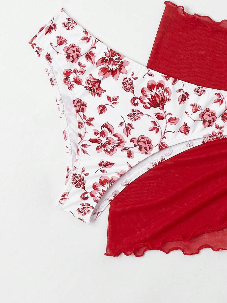 Düğüm Detaylı Çiçek Desenli Bikini Takımı Niebbla