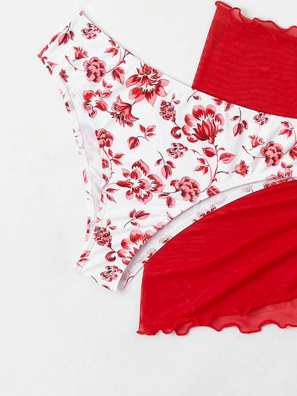 Düğüm Detaylı Çiçek Desenli Bikini Takımı Niebbla