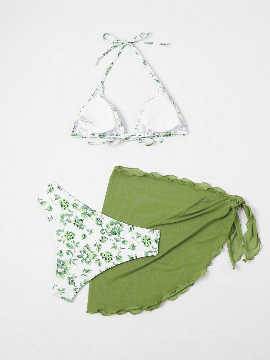 Düğüm Detaylı Çiçek Desenli Bikini Takımı Niebbla