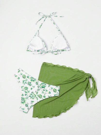 Düğüm Detaylı Çiçek Desenli Bikini Takımı Niebbla