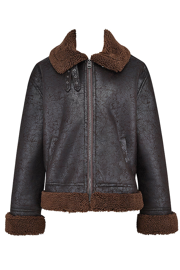 Madden Kahverengi Vegan Shearling Aviator Mont Niebbla