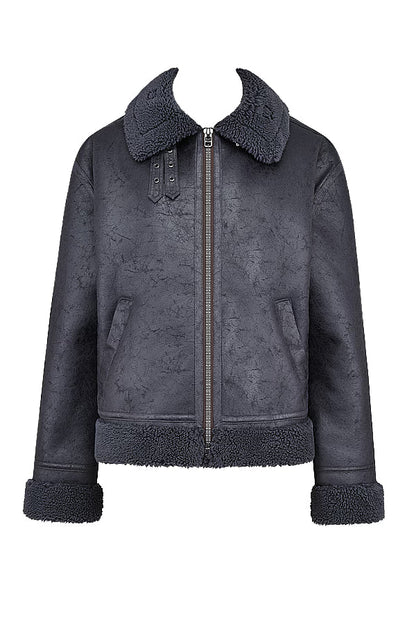 Madden Gri Vegan Shearling Aviator Mont Niebbla