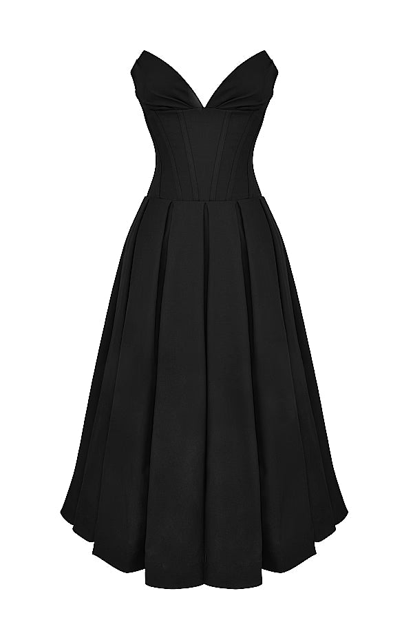 Lady Black Strapless Midi Elbise Niebbla