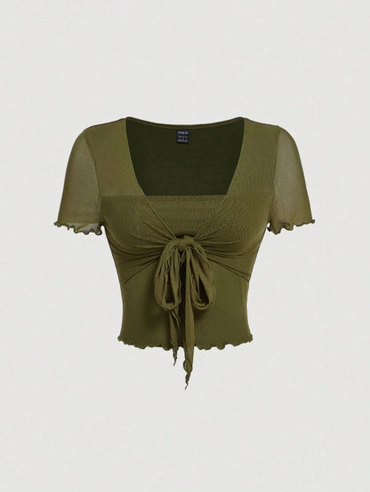 Bağcık Detaylı Romantik Crop Niebbla