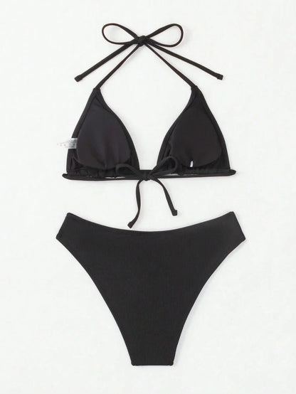 Çiçek Desenli Halter Bağcıklı Bikini Takımı Niebbla