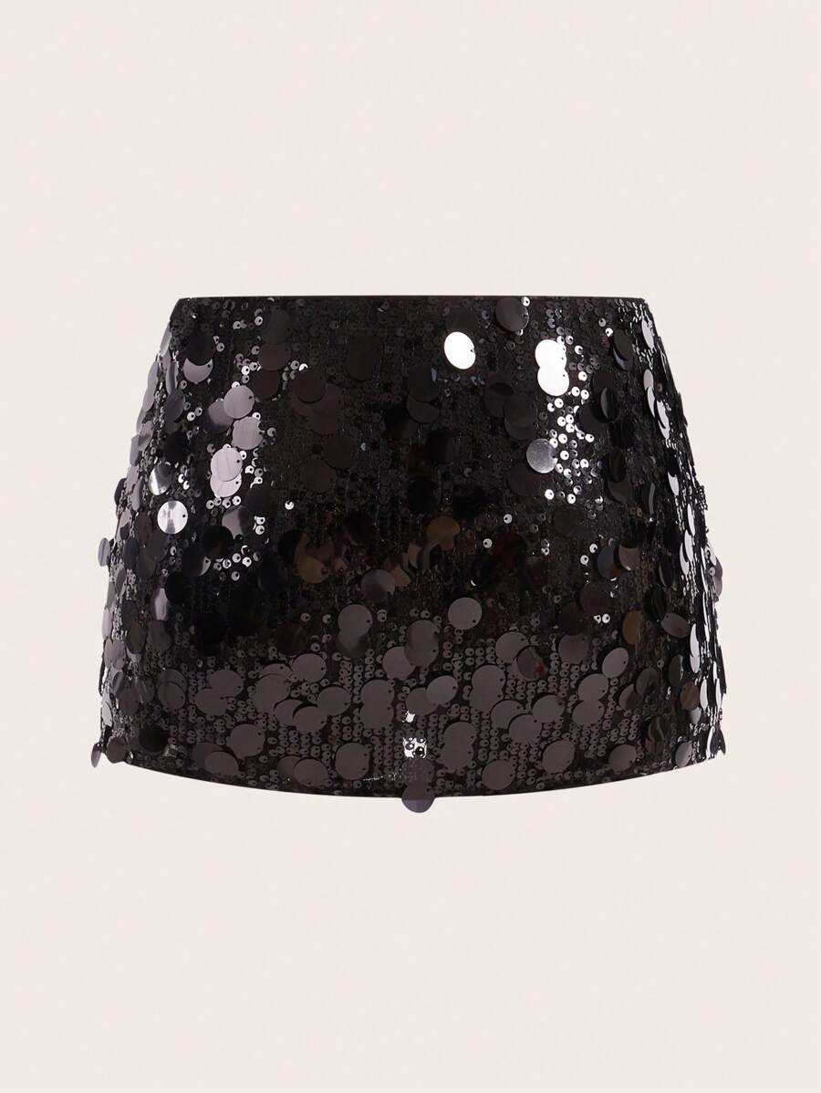 Kontrastlı Payet Fermuarlı Parti Eteği Niebbla