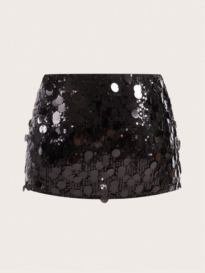 Kontrastlı Payet Fermuarlı Parti Eteği Niebbla