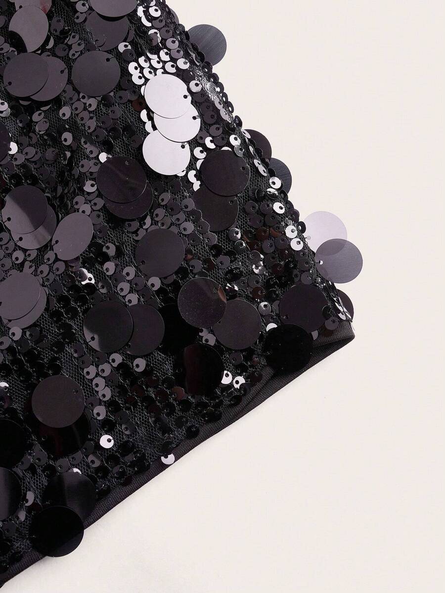 Kontrastlı Payet Fermuarlı Parti Eteği Niebbla