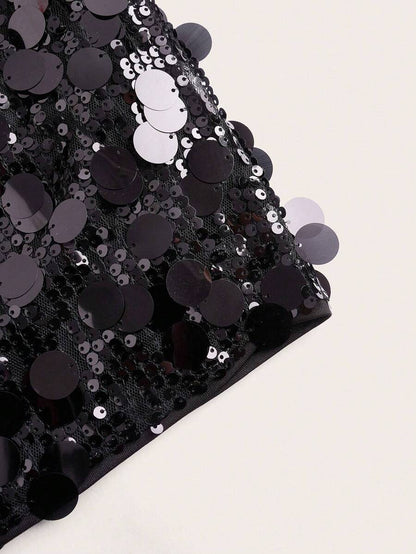 Kontrastlı Payet Fermuarlı Parti Eteği Niebbla