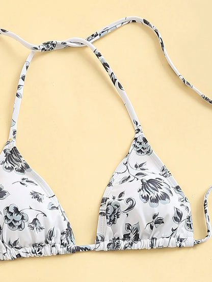 Düğüm Detaylı Çiçek Desenli Bikini Takımı Niebbla