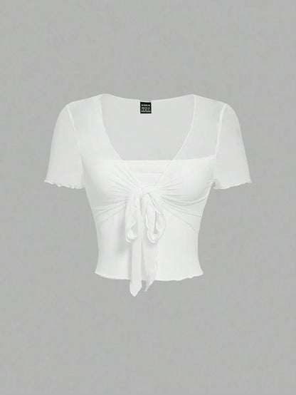 Bağcık Detaylı Romantik Crop Niebbla