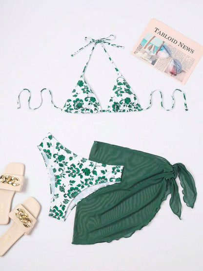 Düğüm Detaylı Çiçek Desenli Bikini Takımı Niebbla