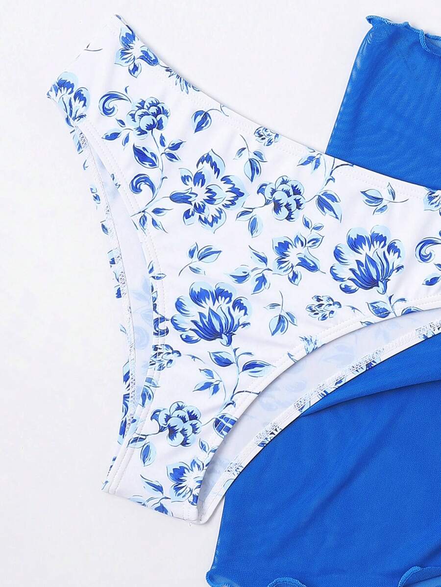 Düğüm Detaylı Çiçek Desenli Bikini Takımı Niebbla