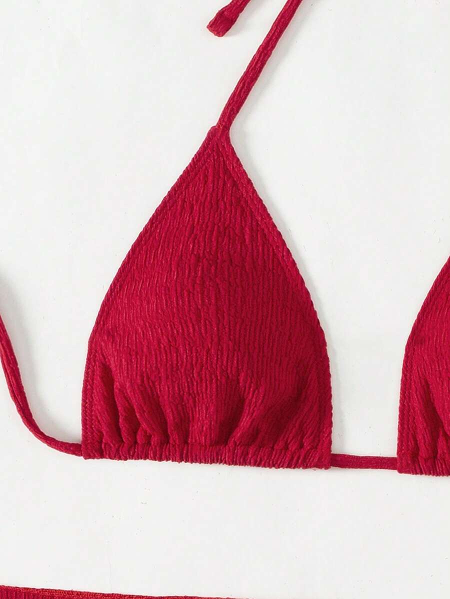 3 Parça Bikini Ve Düğümlü Mini Etek Takımı Niebbla