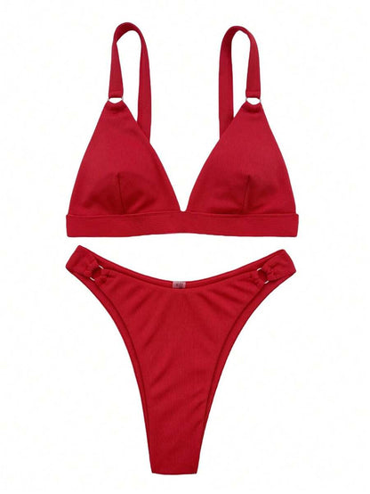 Halka Detaylı Sade Gündelik Bikini Takımı Niebbla