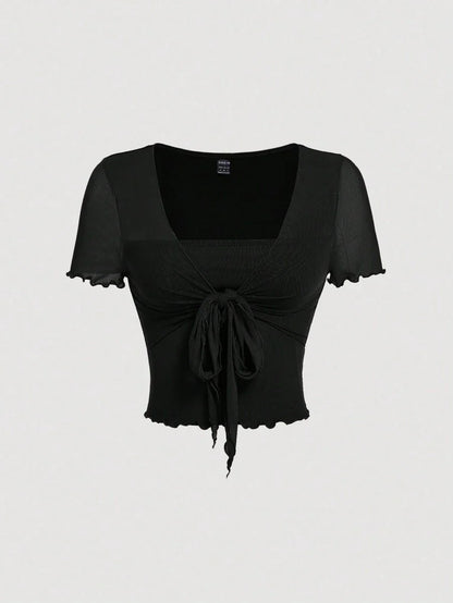 Bağcık Detaylı Romantik Crop Niebbla