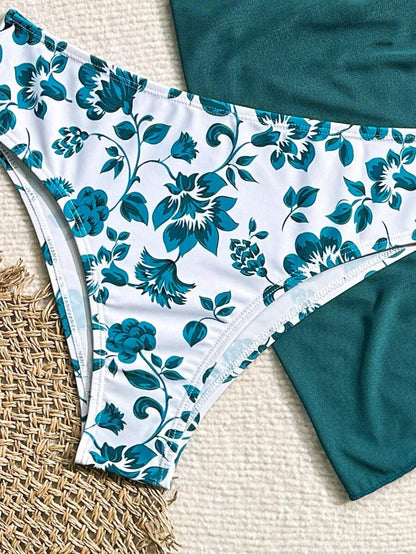 Düğüm Detaylı Çiçek Desenli Bikini Takımı Niebbla