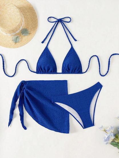 3 Parça Bikini Ve Düğümlü Mini Etek Takımı Niebbla