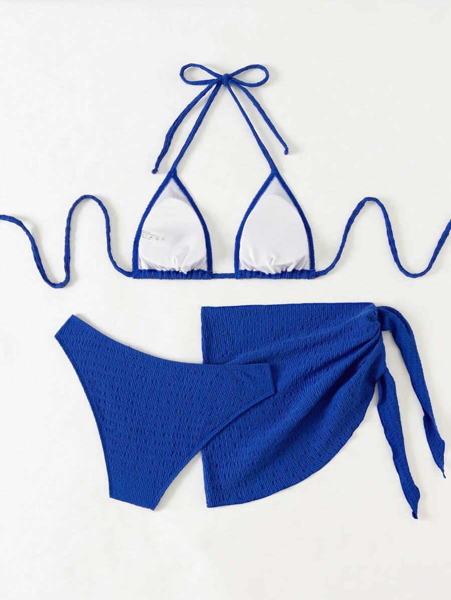 3 Parça Bikini Ve Düğümlü Mini Etek Takımı Niebbla