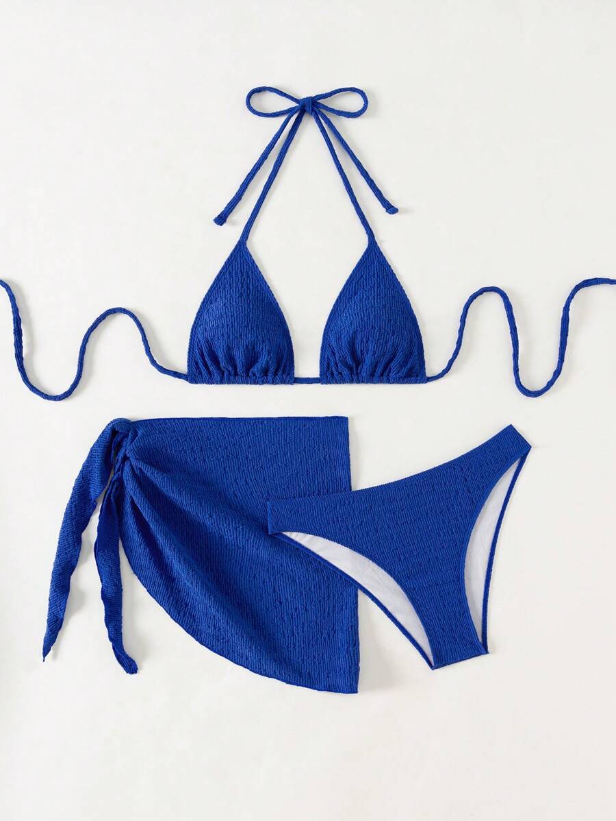 3 Parça Bikini Ve Düğümlü Mini Etek Takımı Niebbla