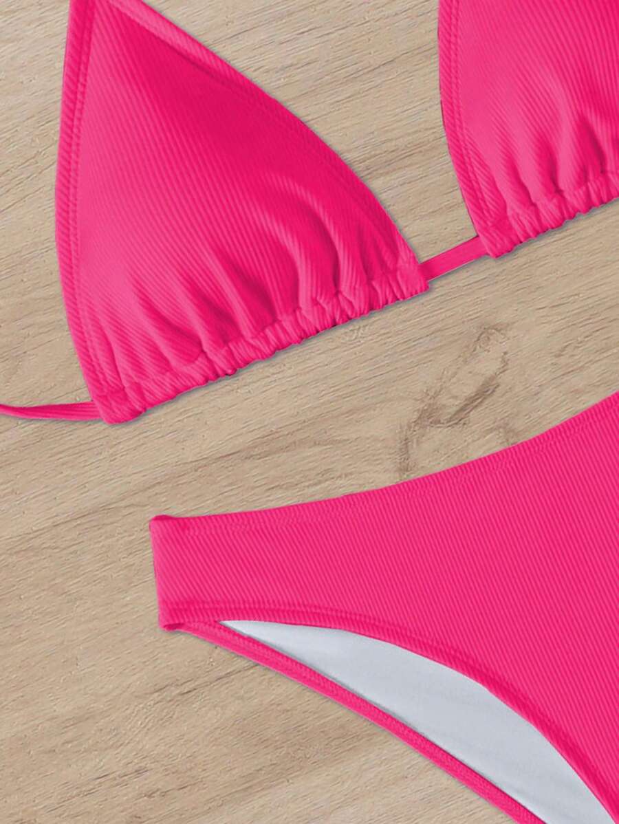 Çiçek Desenli Halter Bağcıklı Bikini Takımı Niebbla